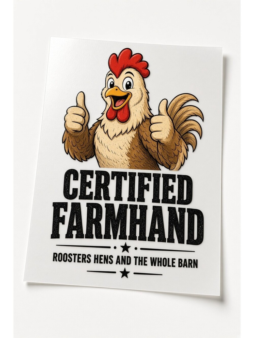 4pc 10" Certified Farmhand Rooster Hens Whole Barn Funny DTF Transfer Ready Pres